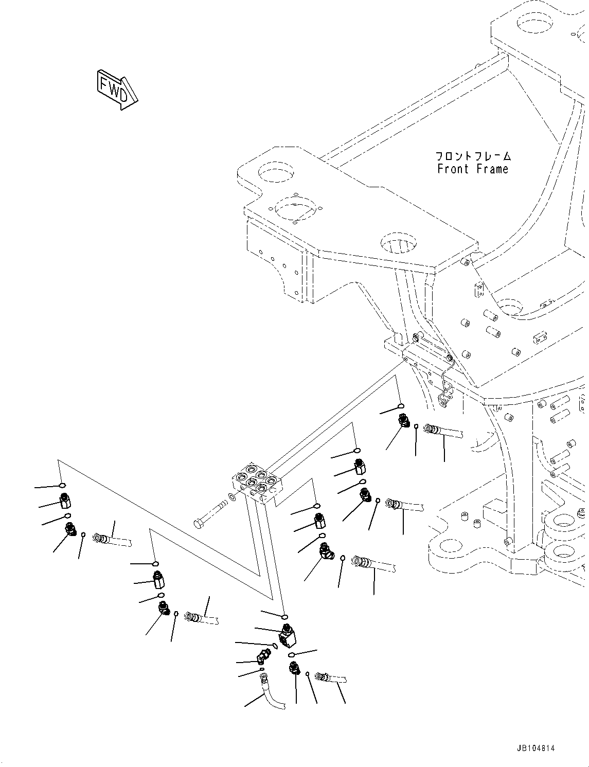Komatsu parts book diagram for GD955-7M0 S/N 31001-UP: BRAKE PIPING, BLOCK (2/3)(#30001-)