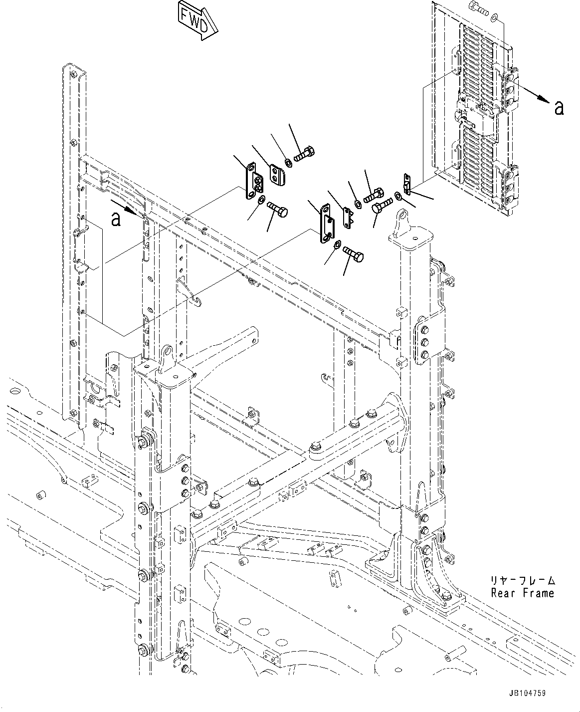 Komatsu parts book diagram for GD955-7M0 S/N 31001-UP: ENGINE HOOD, DOVETAIL(#30001-)