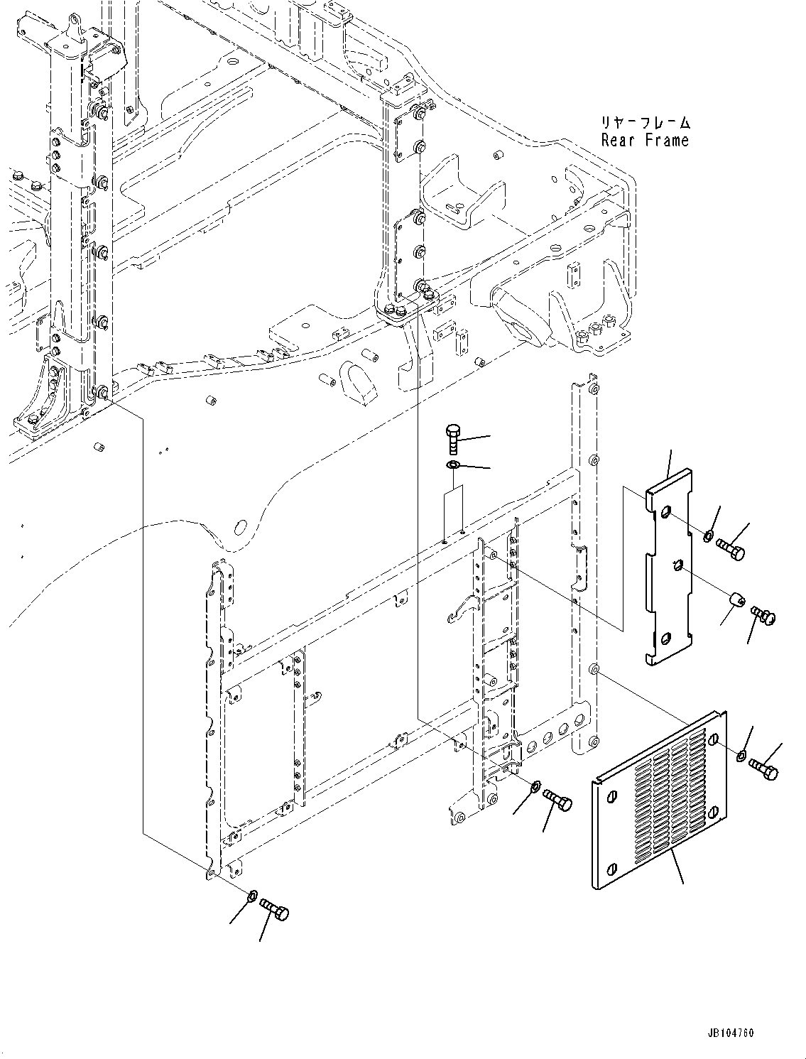 Komatsu parts book diagram for GD955-7M0 S/N 31001-UP: ENGINE HOOD, COVER, L.H. (4/4)(#30001-)