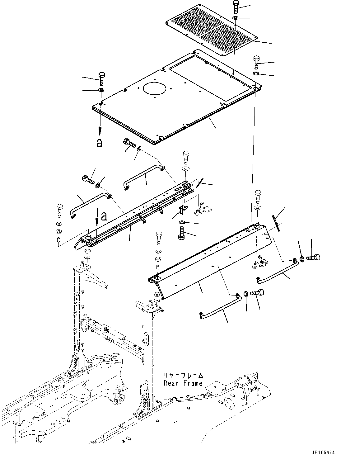 Komatsu parts book diagram for GD955-7M0 S/N 31001-UP: ENGINE HOOD, ENGINE HOOD(#30001-)