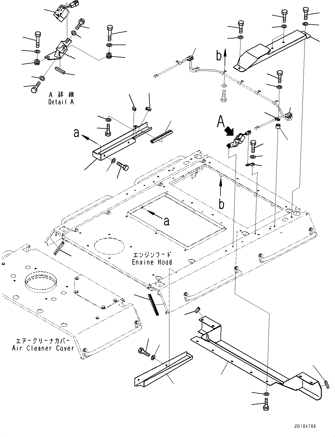 Komatsu parts book diagram for GD955-7M0 S/N 31001-UP: ENGINE HOOD, REAR CAMERA, L.H.(#30001-)