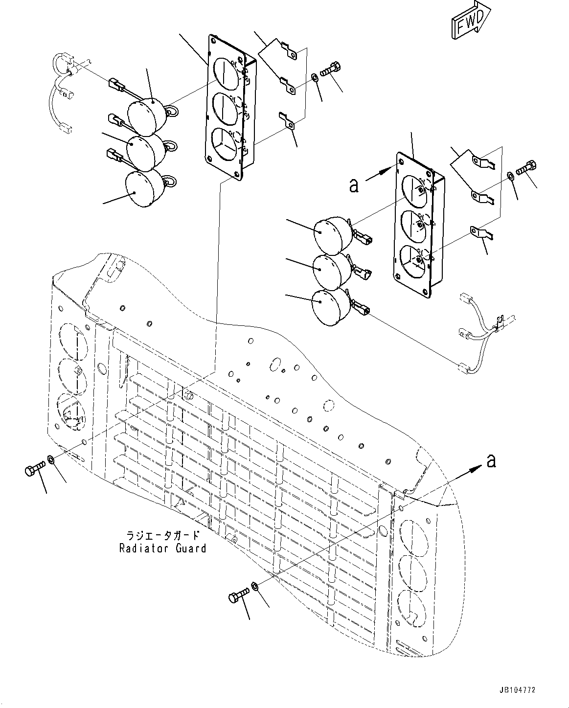 Komatsu parts book diagram for GD955-7M0 S/N 31001-UP: ENGINE HOOD, REAR COMBINATION LAMP(#30001-)