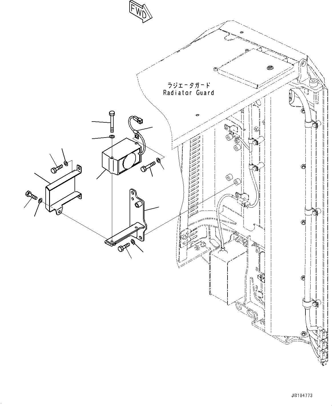 Komatsu parts book diagram for GD955-7M0 S/N 31001-UP: ENGINE HOOD, BACKUP ALARM(#30001-)