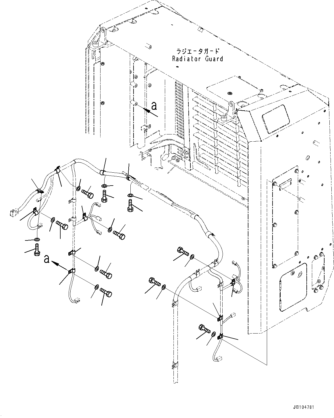 Komatsu parts book diagram for GD955-7M0 S/N 31001-UP: ENGINE HOOD, REARVIEW CAMERA AND WORKING LAMP WIRING HARNESS MOUNTING(#30001-)