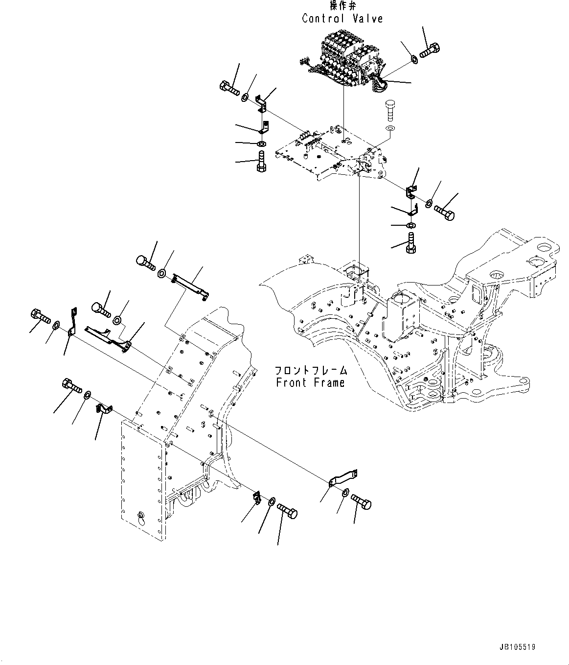 Komatsu parts book diagram for GD955-7M0 S/N 31001-UP: FRONT FRAME COVER, COVER MOUNTING (2/2)(#30001-)
