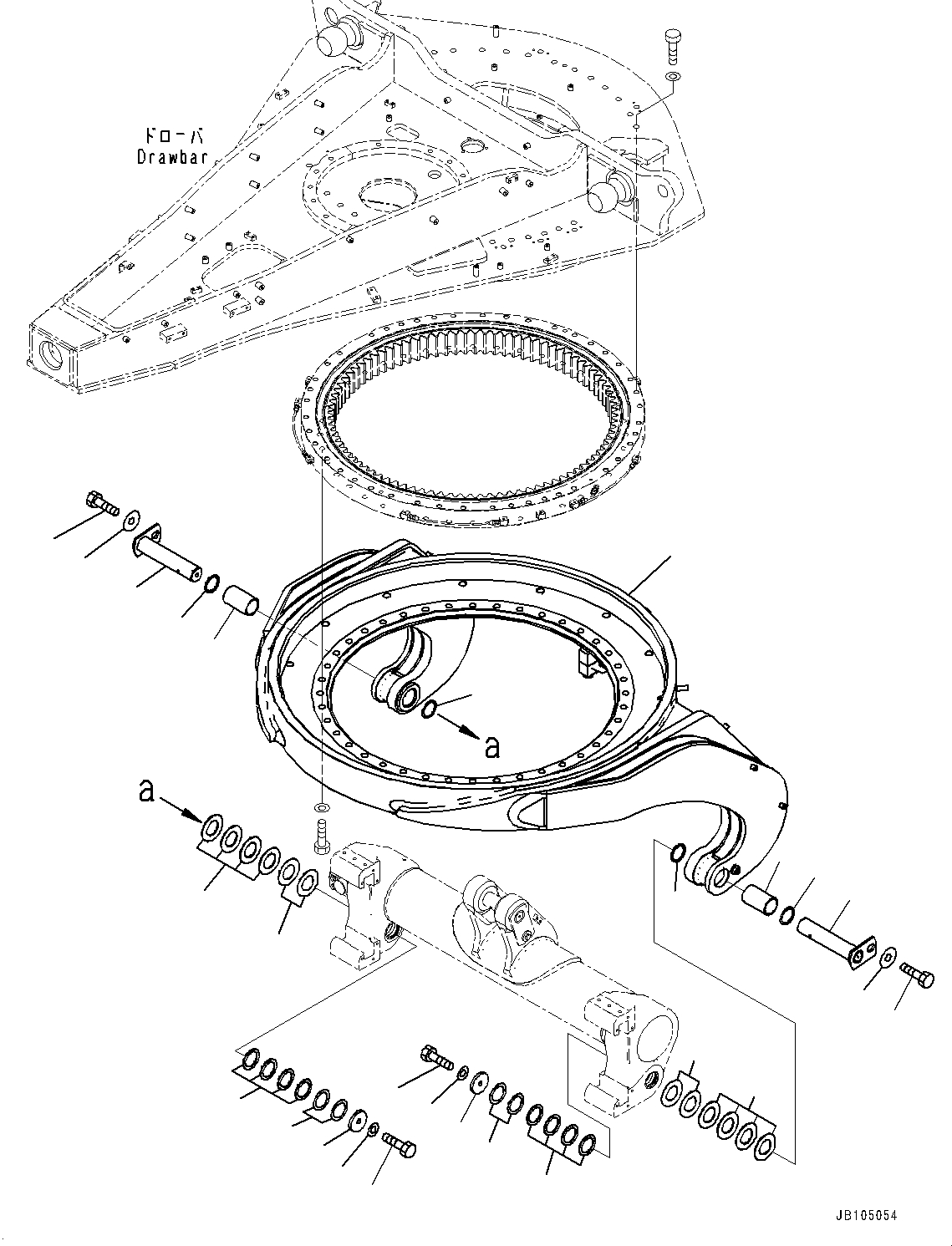 Komatsu parts book diagram for GD955-7M0 S/N 31001-UP: CIRCLE DRAWBAR, SUPPORT(#30001-)