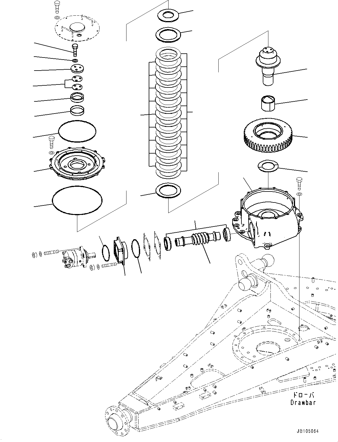 Komatsu parts book diagram for GD955-7M0 S/N 31001-UP: CIRCLE DRAWBAR, CIRCLE ROTATION DEVICE(#30001-)