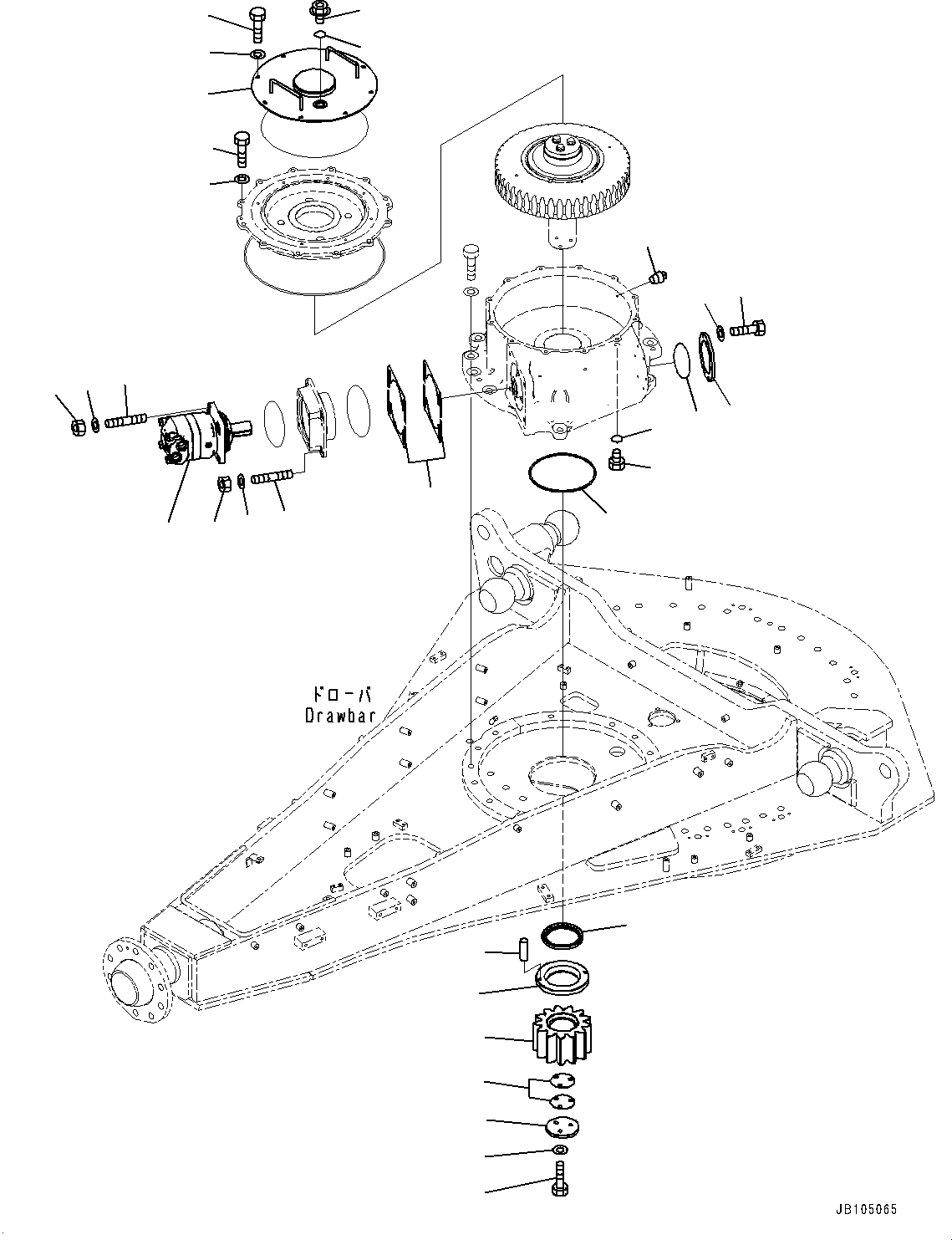 Komatsu parts book diagram for GD955-7M0 S/N 31001-UP: CIRCLE DRAWBAR, CIRCLE ROTATION MOTOR(#30001-)