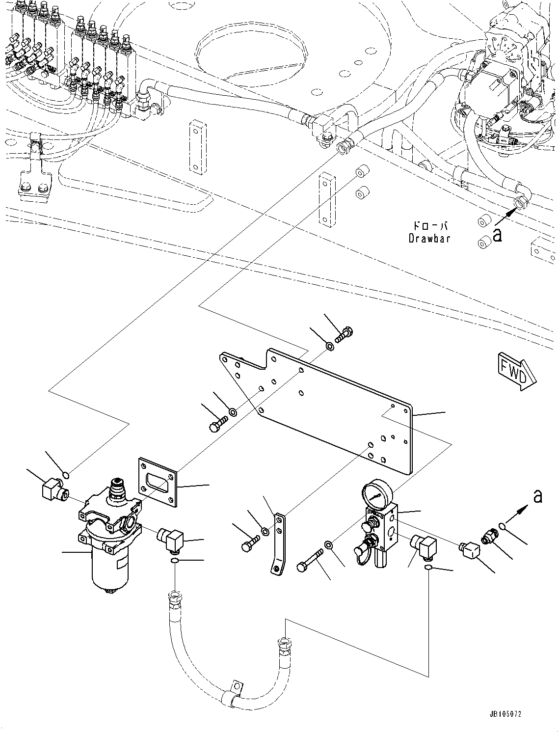 Komatsu parts book diagram for GD955-7M0 S/N 31001-UP: CIRCLE DRAWBAR, REMOTE FILL(#30001-30000)