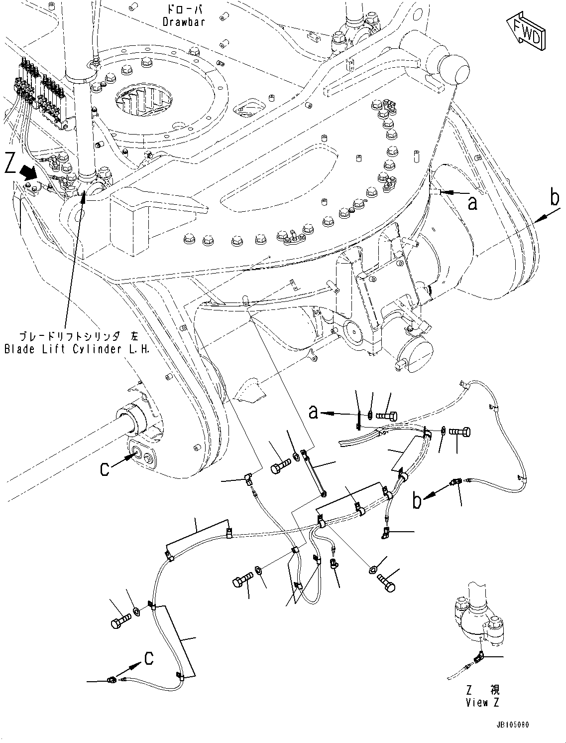 Komatsu parts book diagram for GD955-7M0 S/N 31001-UP: CIRCLE DRAWBAR, MOUNTING(#30001-)