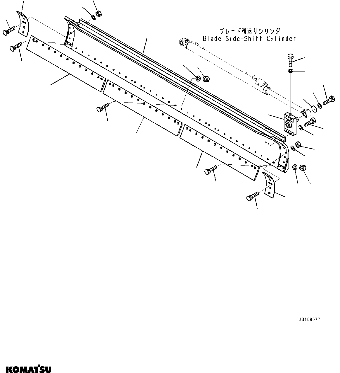 Komatsu parts book diagram for GD955-7M0 S/N 31001-UP: BLADE, (WITH 18FT, 5.5M WIDTH, FLAT, EDGE HEIGHT 254MM THICKNESS 25MM)(#30001-)