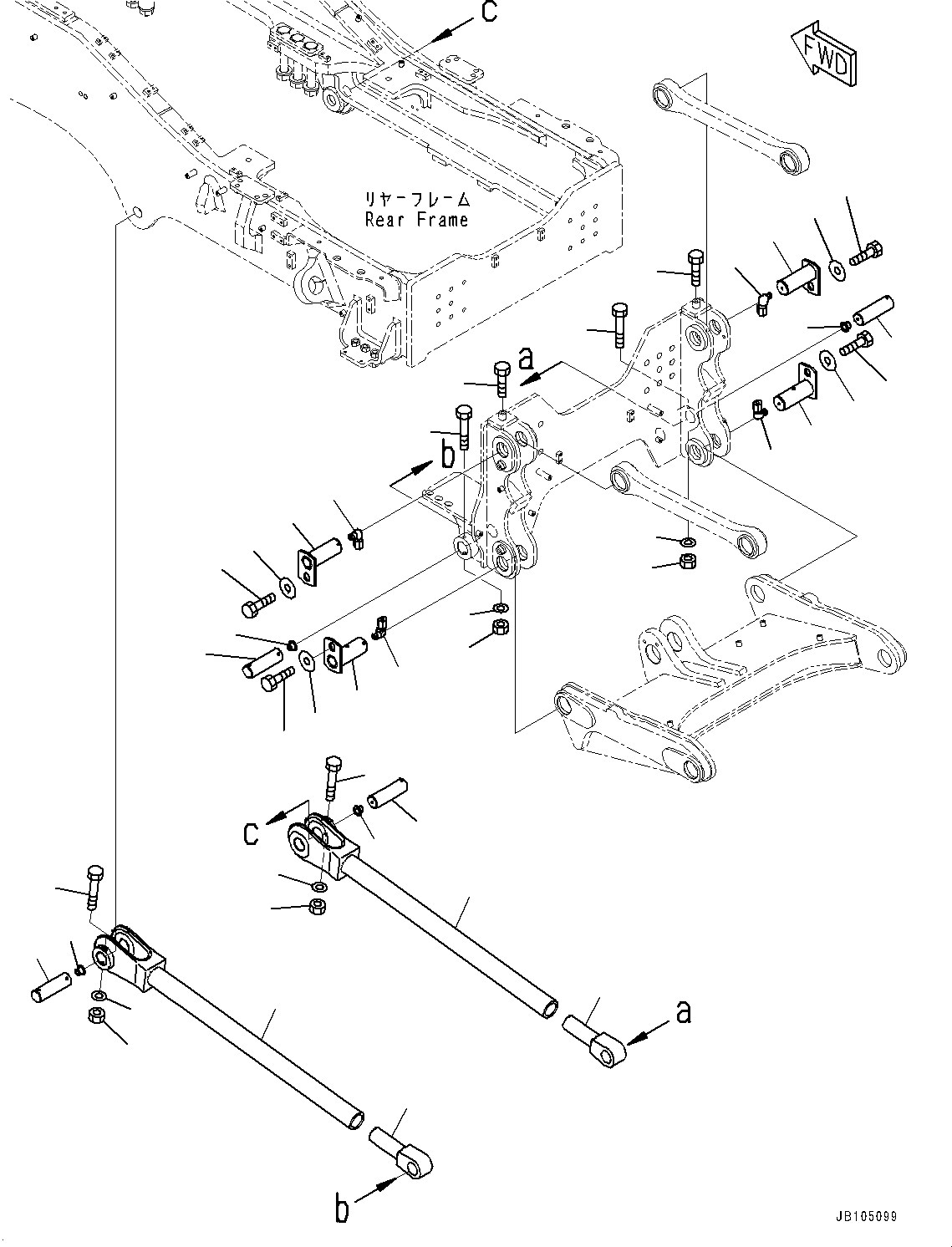 Komatsu parts book diagram for GD955-7M0 S/N 31001-UP: RIPPER, ROD(#30001-)