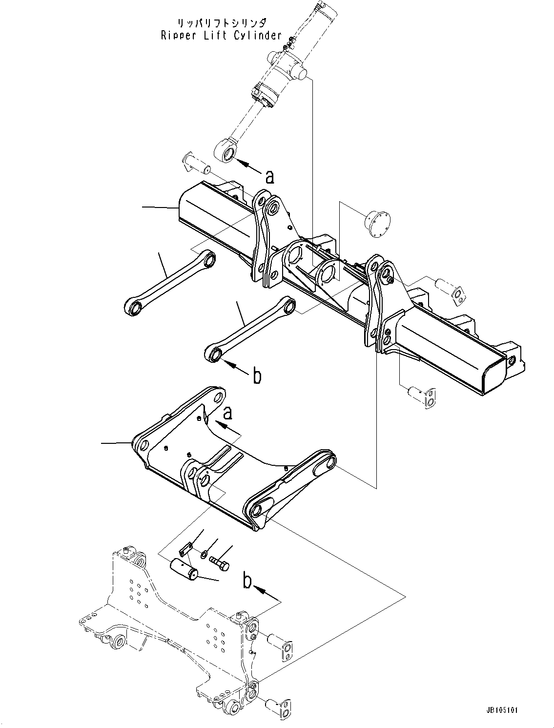 Komatsu parts book diagram for GD955-7M0 S/N 31001-UP: RIPPER, LINK(#30001-)