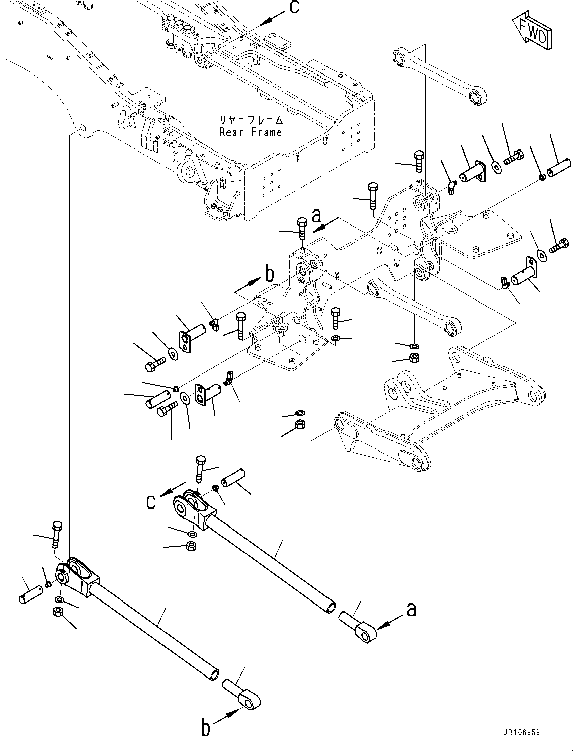 Komatsu parts book diagram for GD955-7M0 S/N 31001-UP: RIPPER, ROD (PROVISION FOR AUTOMATIC FIRE EXTINGUISHER)(#30001-)