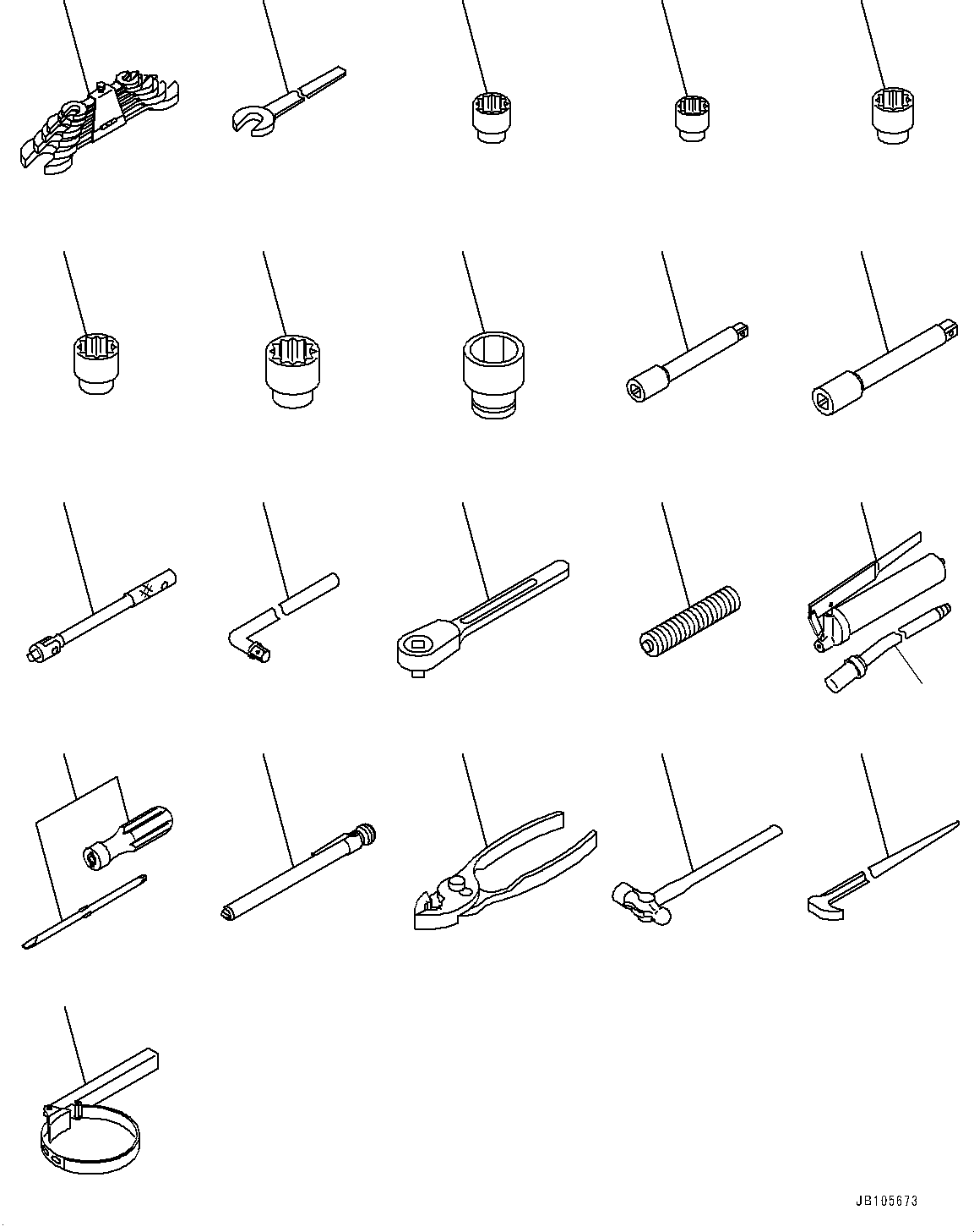 Komatsu parts book diagram for GD955-7M0 S/N 31001-UP: TOOL, TOOL(#30001-)