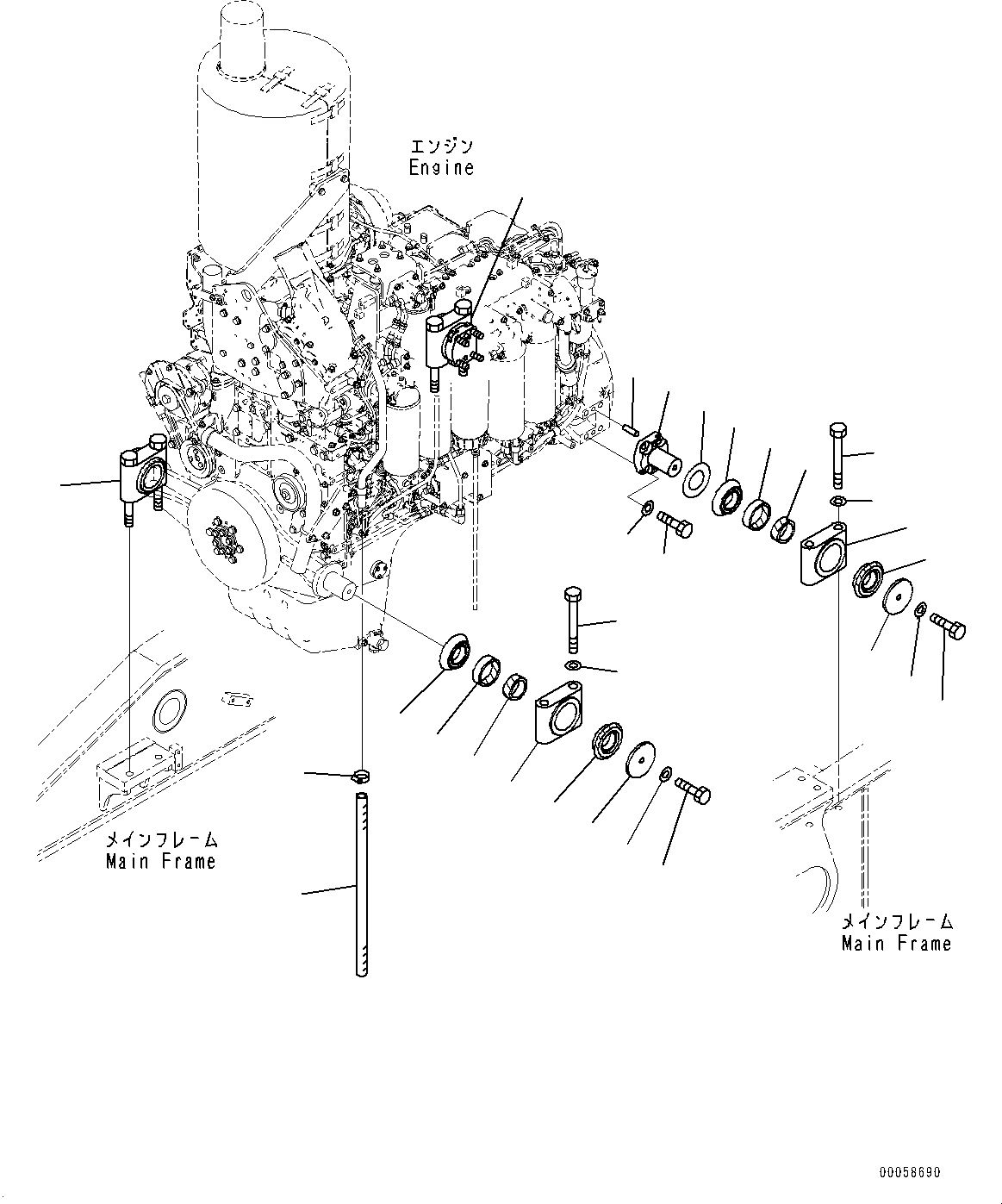 Komatsu parts book diagram for D275A-6 S/N 190001-UP (Mongolia Standard Machine): ENGINE MOUNTING, (#180001-)