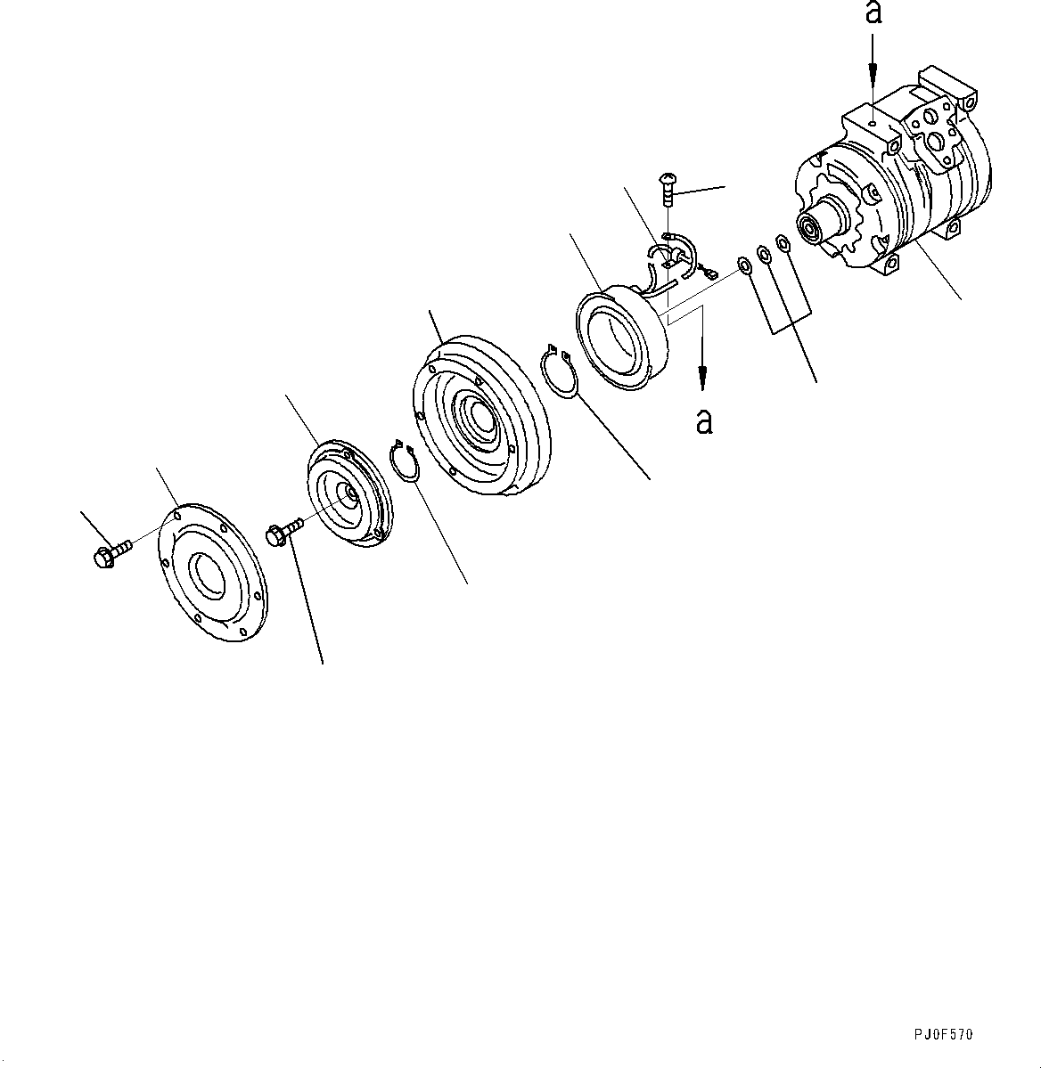 Komatsu parts book diagram for D275A-6 S/N 190001-UP (Mongolia Standard Machine): AIR CONDITIONER COMPRESSOR MOUNTING AND PIPING, COMPRESSOR(#180001-)