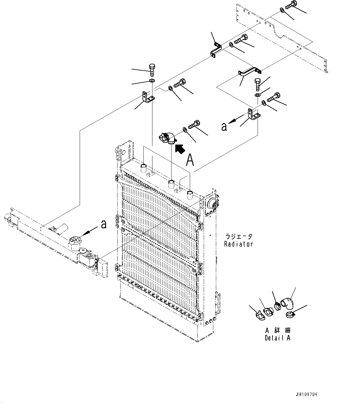 Komatsu parts book diagram for D275A-6 S/N 190001-UP (Mongolia Standard Machine): COOLING SYSTEM, CORE MOUNTING AND PIPING(#190001-)