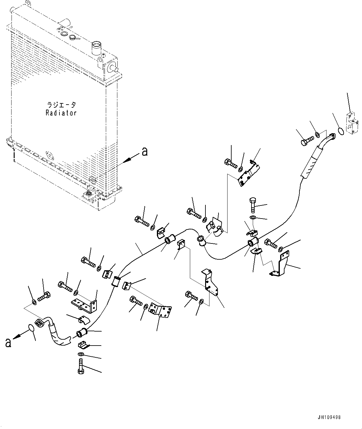 Komatsu parts book diagram for D275A-6 S/N 190001-UP (Mongolia Standard Machine): POWER TRAIN OIL COOLER PIPING, L.H.(#180001-)