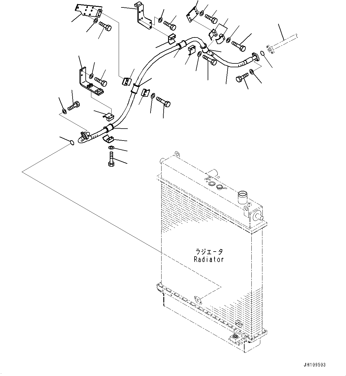 Komatsu parts book diagram for D275A-6 S/N 190001-UP (Mongolia Standard Machine): POWER TRAIN OIL COOLER PIPING, R.H.(#180001-)