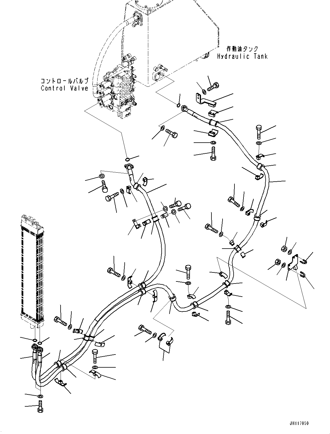 Komatsu parts book diagram for D275A-6 S/N 190001-UP (Mongolia Standard Machine): HYDRAULIC OIL COOLER PIPING, (#180001-)