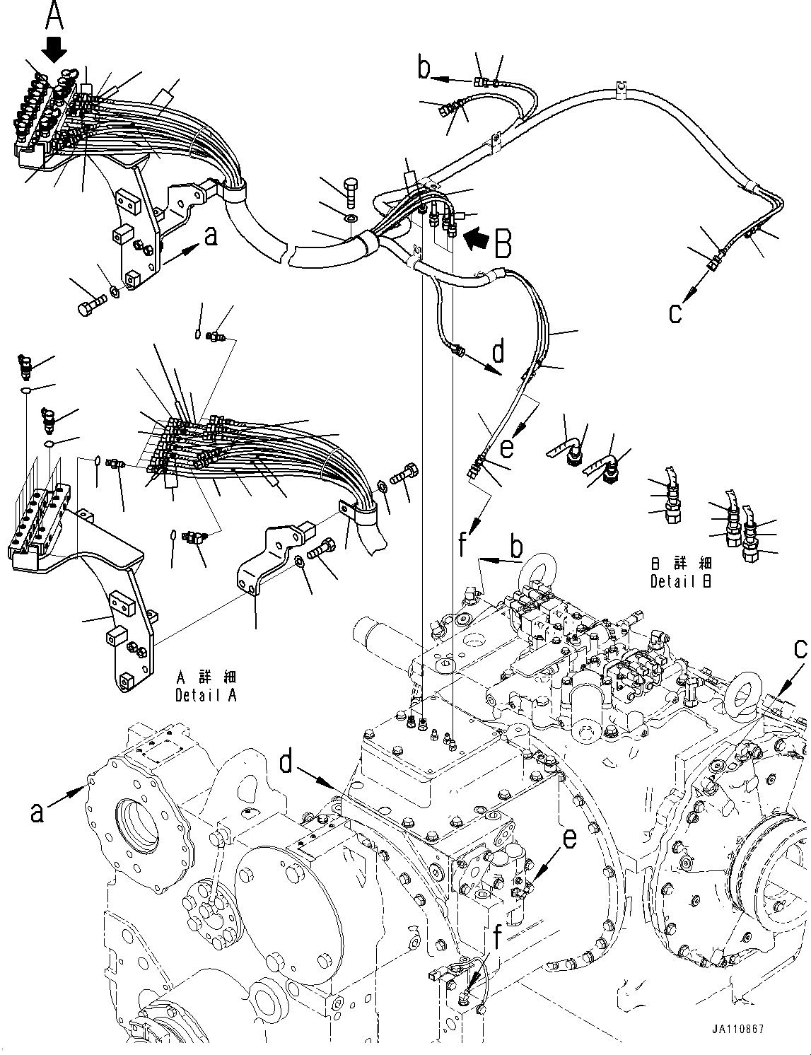 Komatsu parts book diagram for D275A-6 S/N 190001-UP (Mongolia Standard Machine): POWER TRAIN, CONCENTRATED PIPING(#180001-)