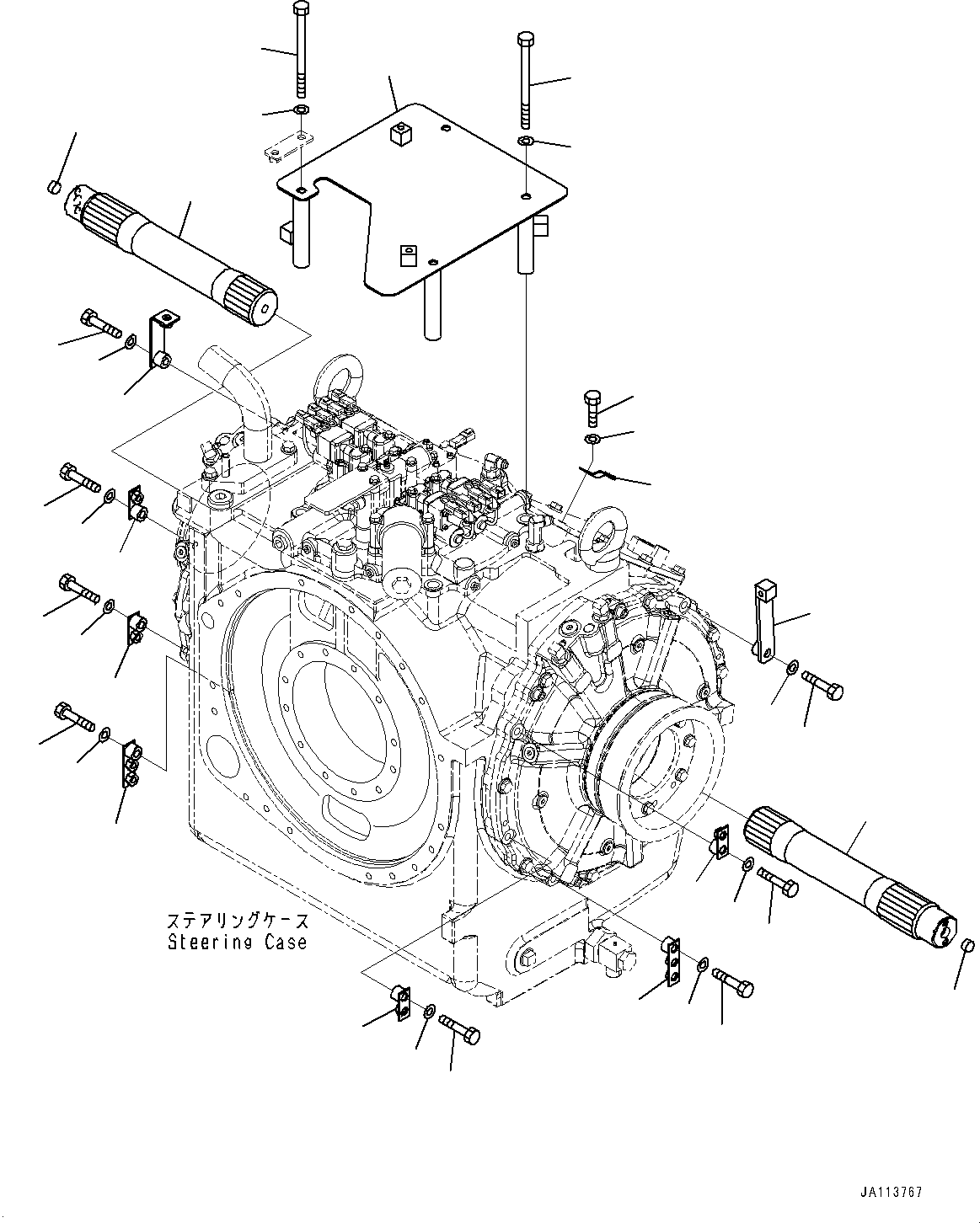 Komatsu parts book diagram for D275A-6 S/N 190001-UP (Mongolia Standard Machine): POWER TRAIN, CLIP AND STEERING SHAFT(#180001-)