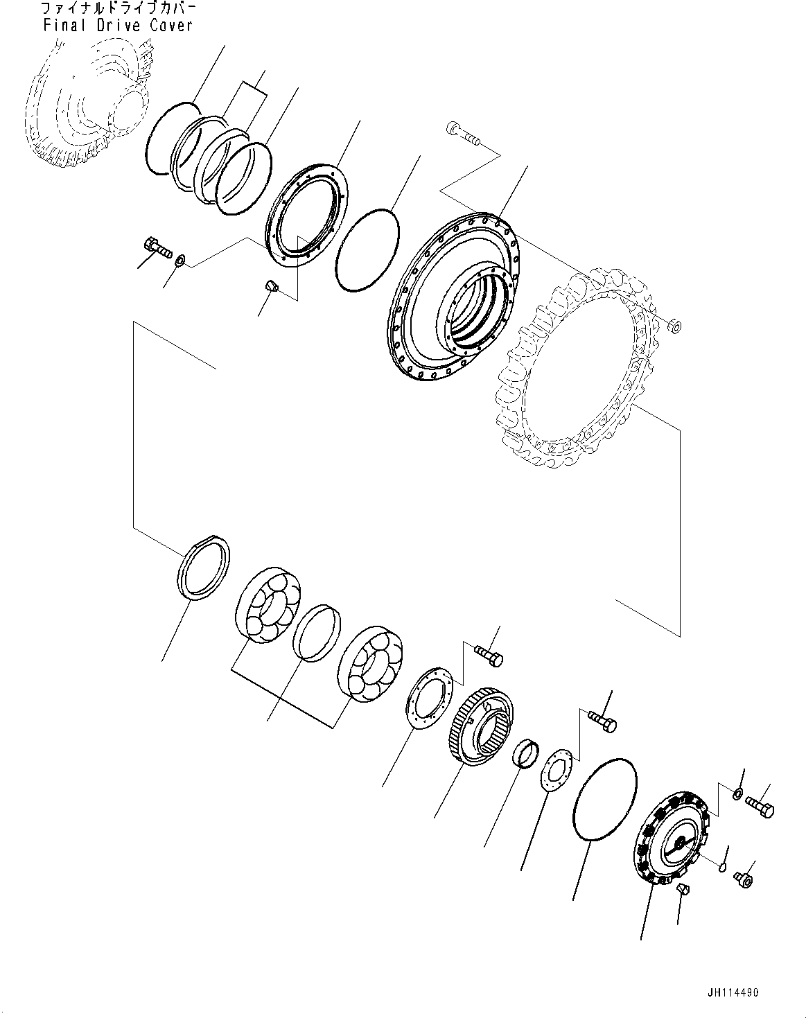 Komatsu parts book diagram for D275A-6 S/N 190001-UP (Mongolia Standard Machine): FINAL DRIVE, SPROCKET HUB, L.H.(#190001-)