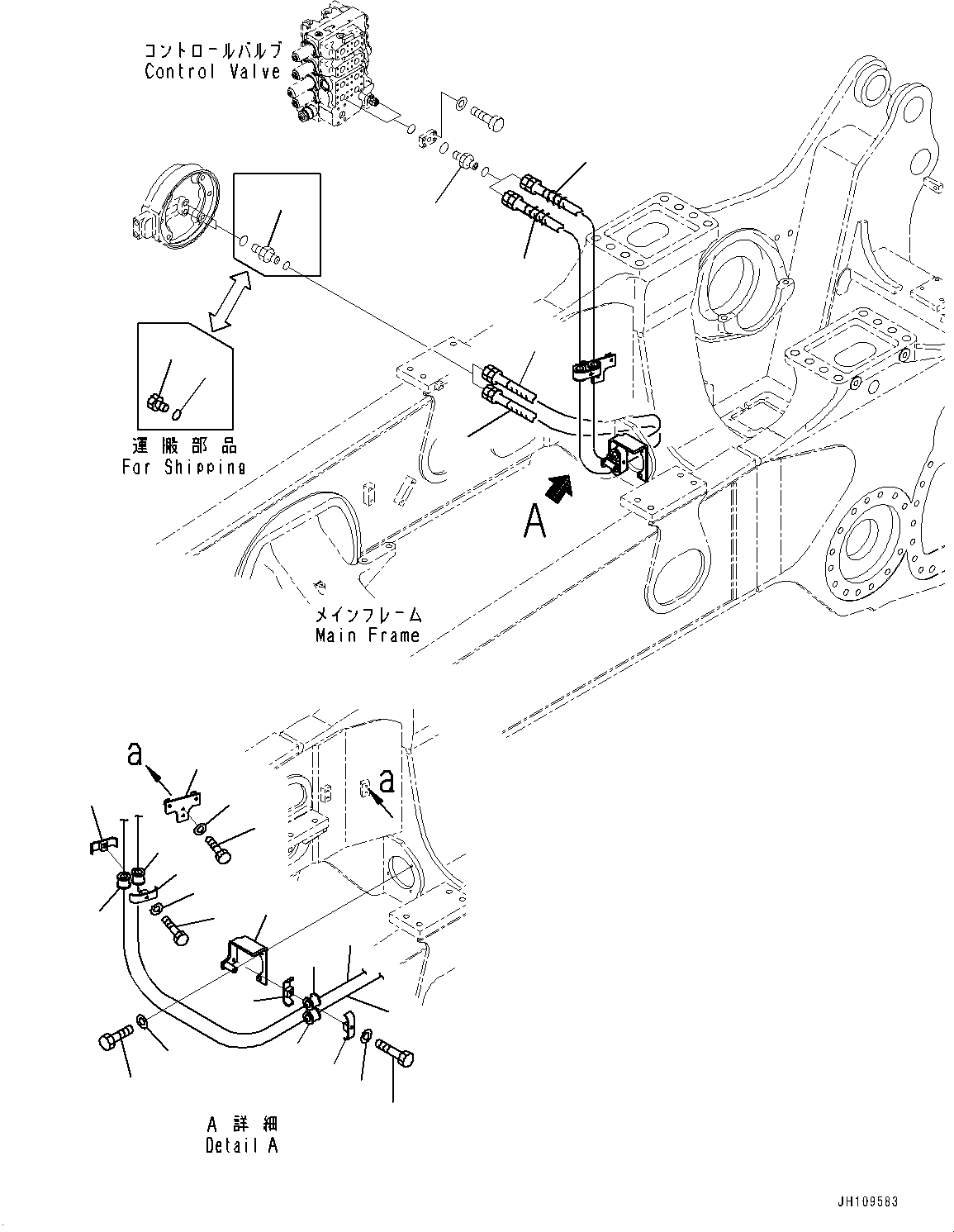 Komatsu parts book diagram for D275A-6 S/N 190001-UP (Mongolia Standard Machine): DOZER BLADE TILT PIPING, (#180001-)