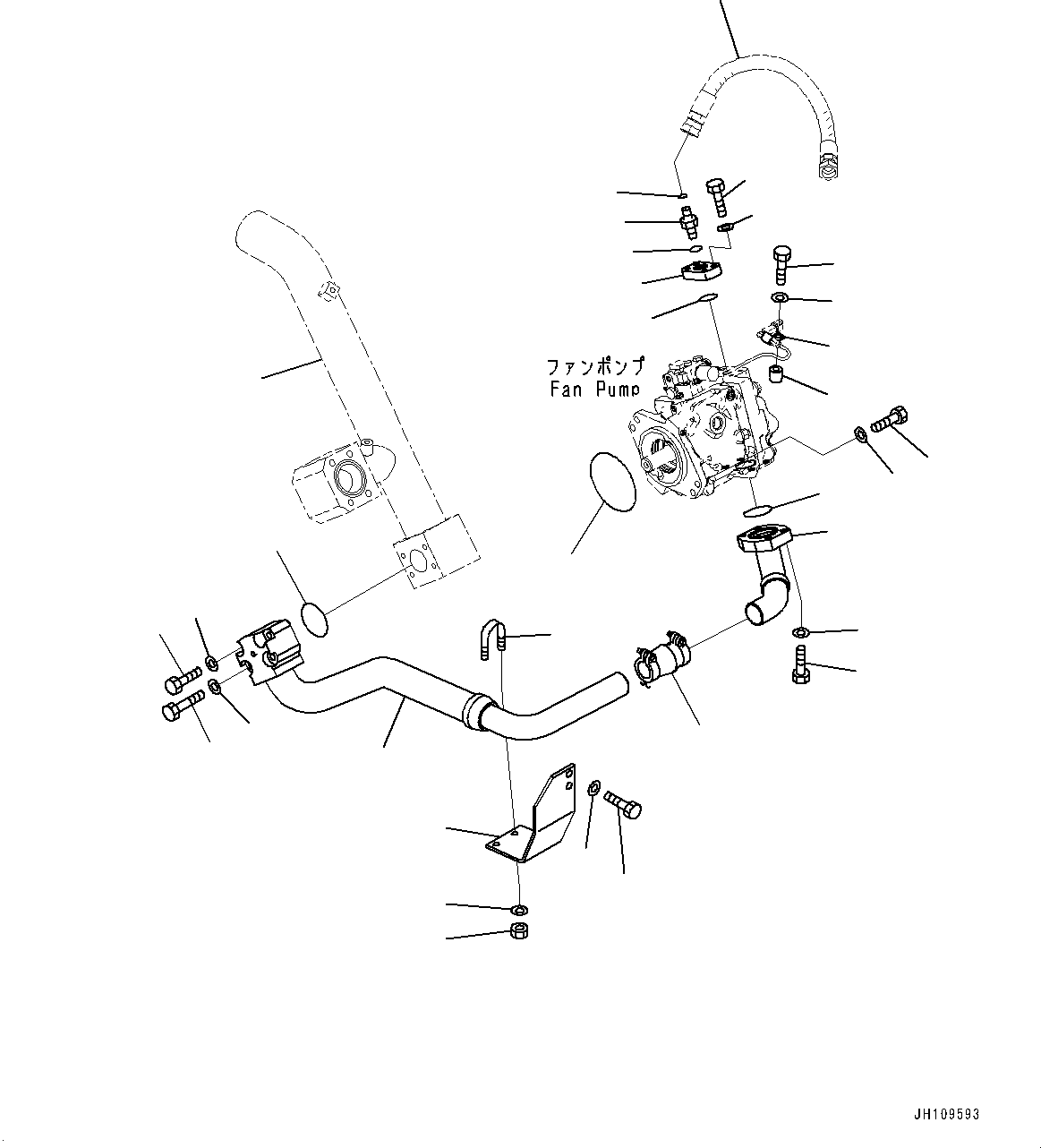 Komatsu parts book diagram for D275A-6 S/N 190001-UP (Mongolia Standard Machine): COOLING FAN DRIVE PIPING, PUMP TO FLOW AMPLIFIER VALVE(#180001-)