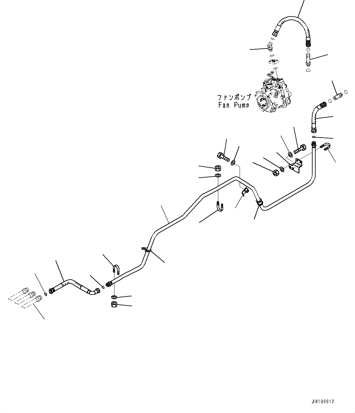 Komatsu parts book diagram for D275A-6 S/N 190001-UP (Mongolia Standard Machine): COOLING FAN DRIVE PIPING, DELIVERY PIPING(#180001-)