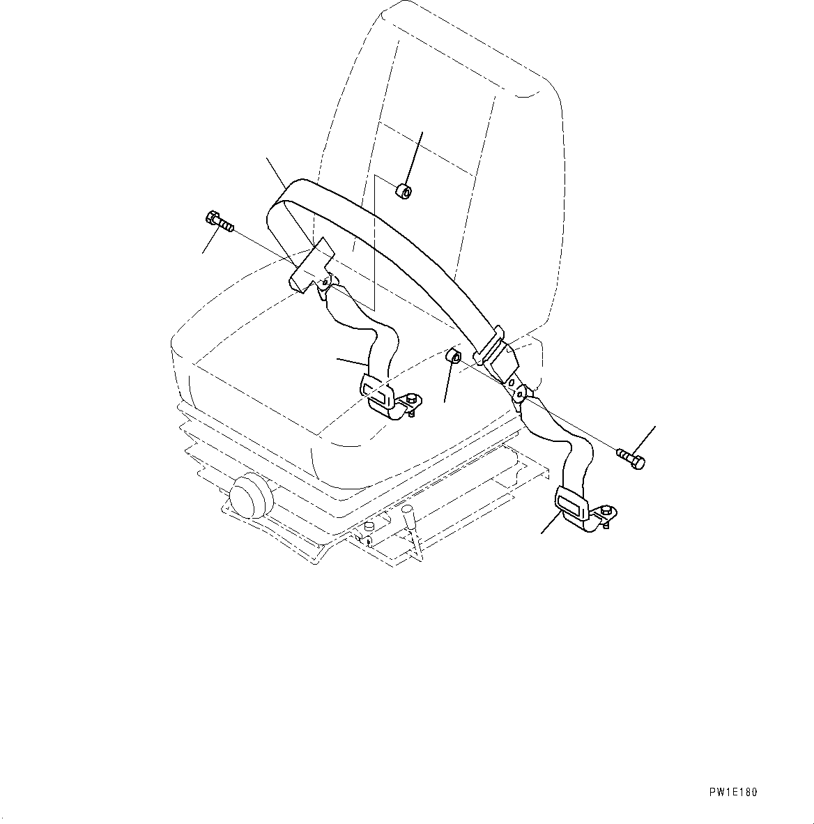 Komatsu parts book diagram for D275A-6 S/N 190001-UP (Mongolia Standard Machine): SEAT BELT, (#180001-)