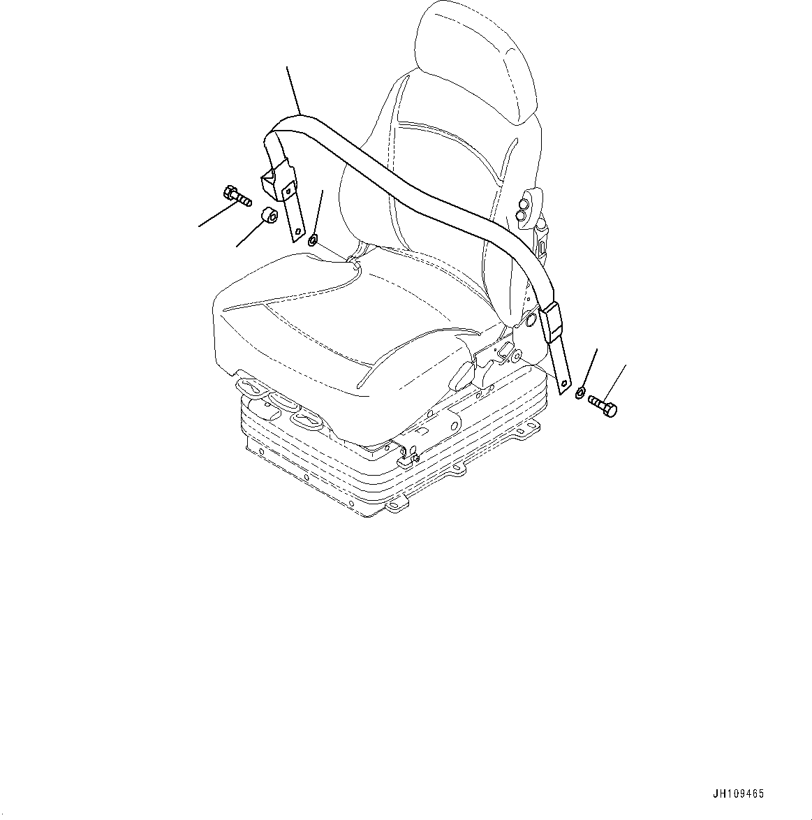 Komatsu parts book diagram for D275A-6 S/N 190001-UP (Mongolia Standard Machine): SEAT BELT, (OPERATOR'S SEAT, AIR SUSPENSION TYPE, LUMBAR SUPPORT, WITH HEATER AND VENTILATION, SEARS)(#180001-)