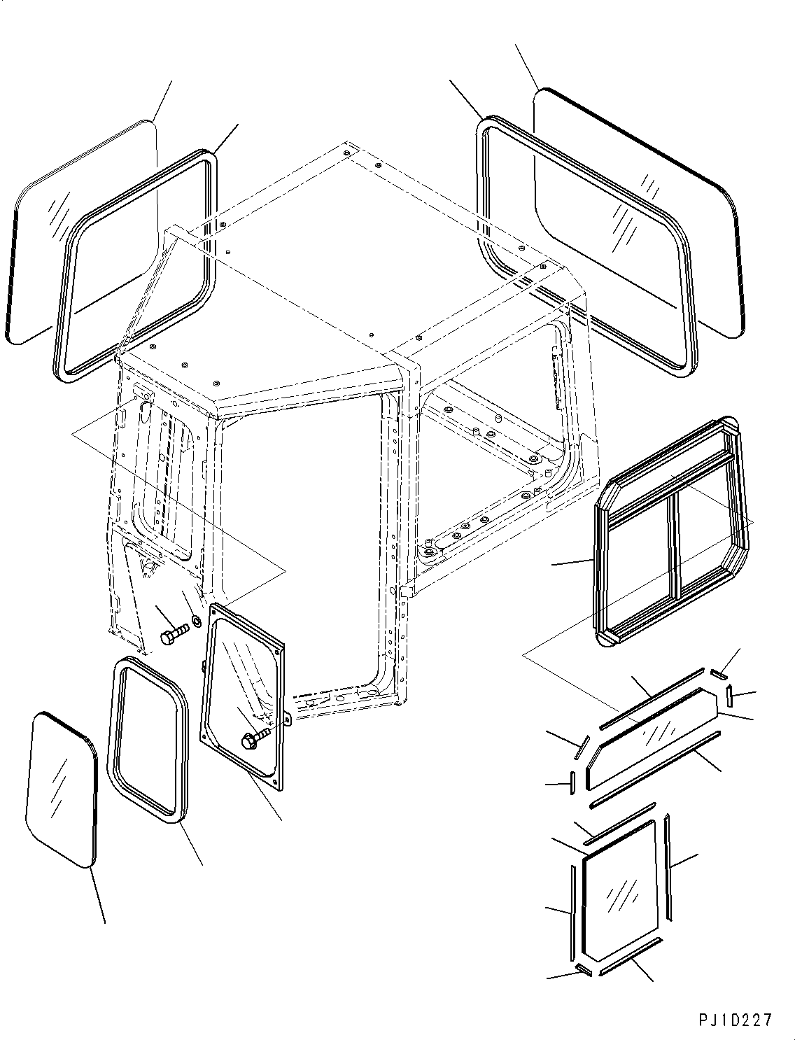 Komatsu parts book diagram for D275A-6 S/N 190001-UP (Mongolia Standard Machine): CAB, WINDOW SASH AND GLASS(#190001-)
