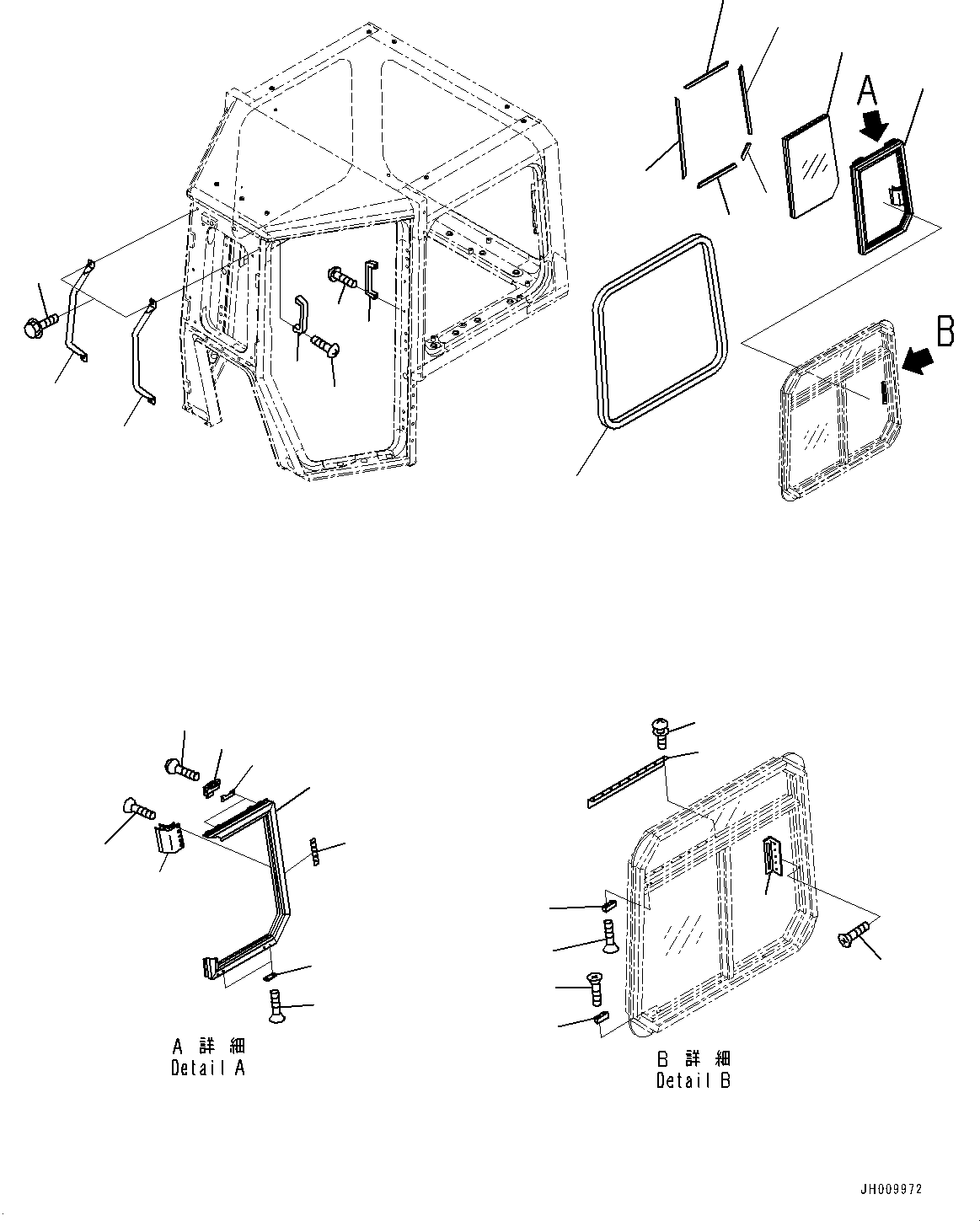 Komatsu parts book diagram for D275A-6 S/N 190001-UP (Mongolia Standard Machine): CAB, GRIP(#190001-)