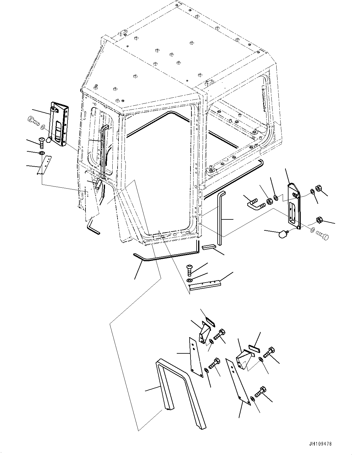 Komatsu parts book diagram for D275A-6 S/N 190001-UP (Mongolia Standard Machine): CAB, ENVELOPE PARTS (1/2)(#190001-)