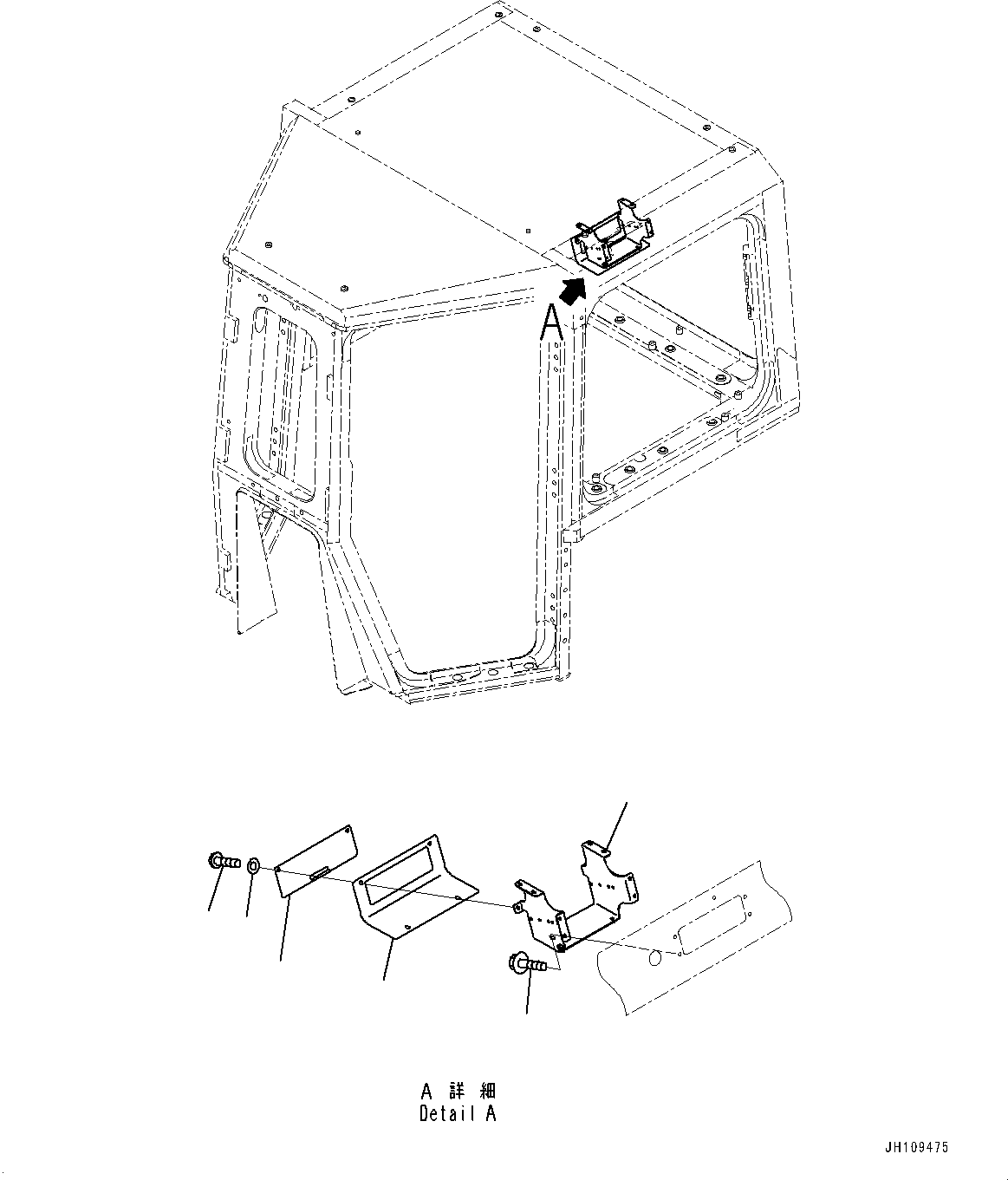 Komatsu parts book diagram for D275A-6 S/N 190001-UP (Mongolia Standard Machine): RADIO ANTENNA AND SPEAKER, COVER(#190001-)