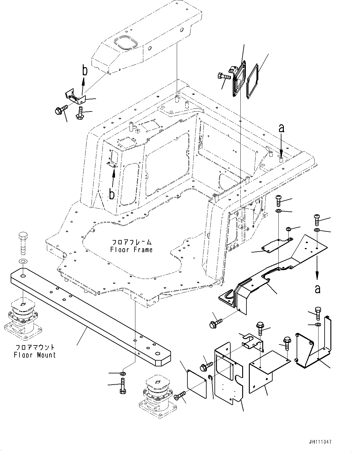 Komatsu parts book diagram for D275A-6 S/N 190001-UP (Mongolia Standard Machine): FLOOR FRAME, ARMREST(#190001-)