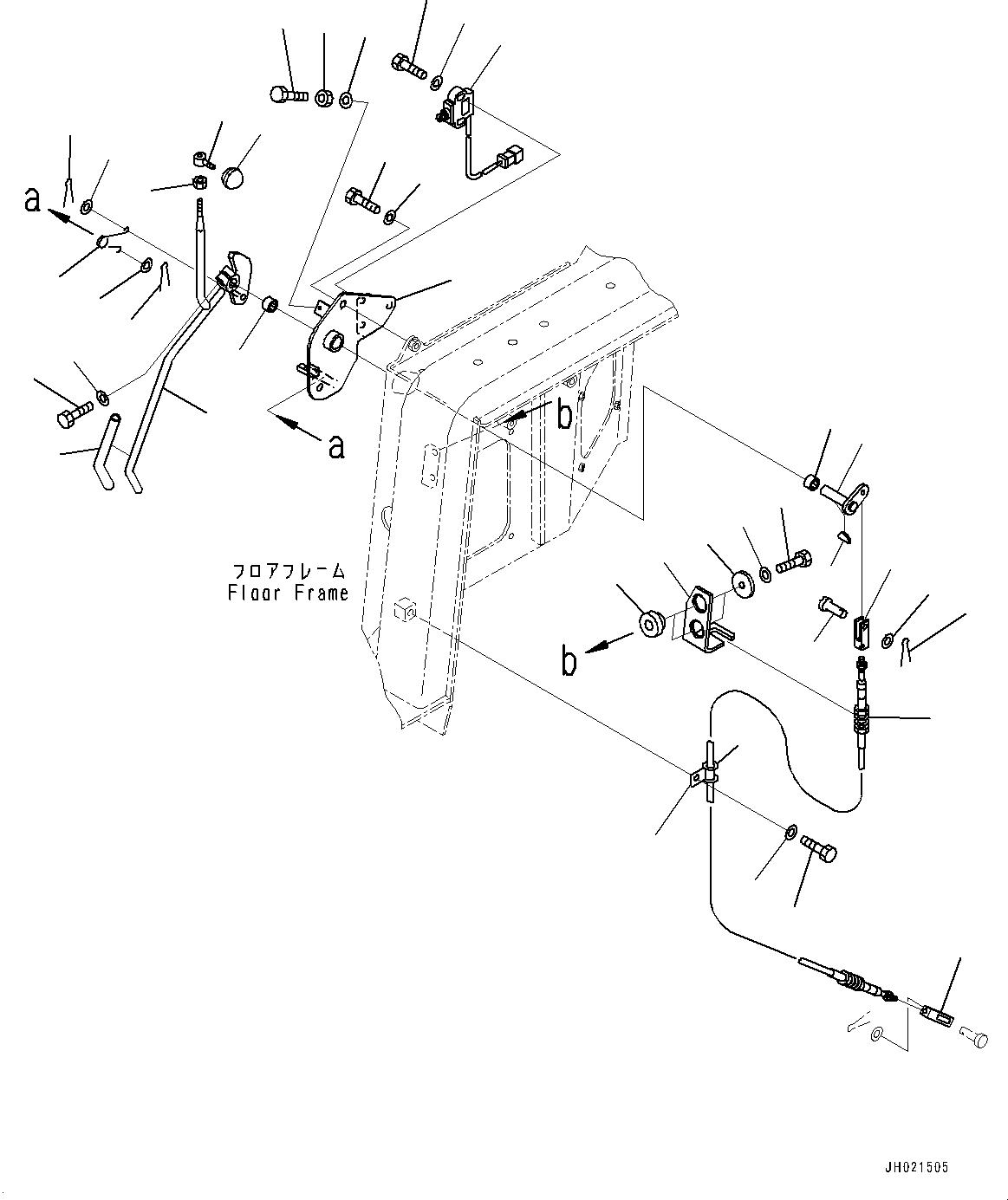 Komatsu parts book diagram for D275A-6 S/N 190001-UP (Mongolia Standard Machine): FLOOR FRAME, PARKING BRAKE LEVER(#190001-)