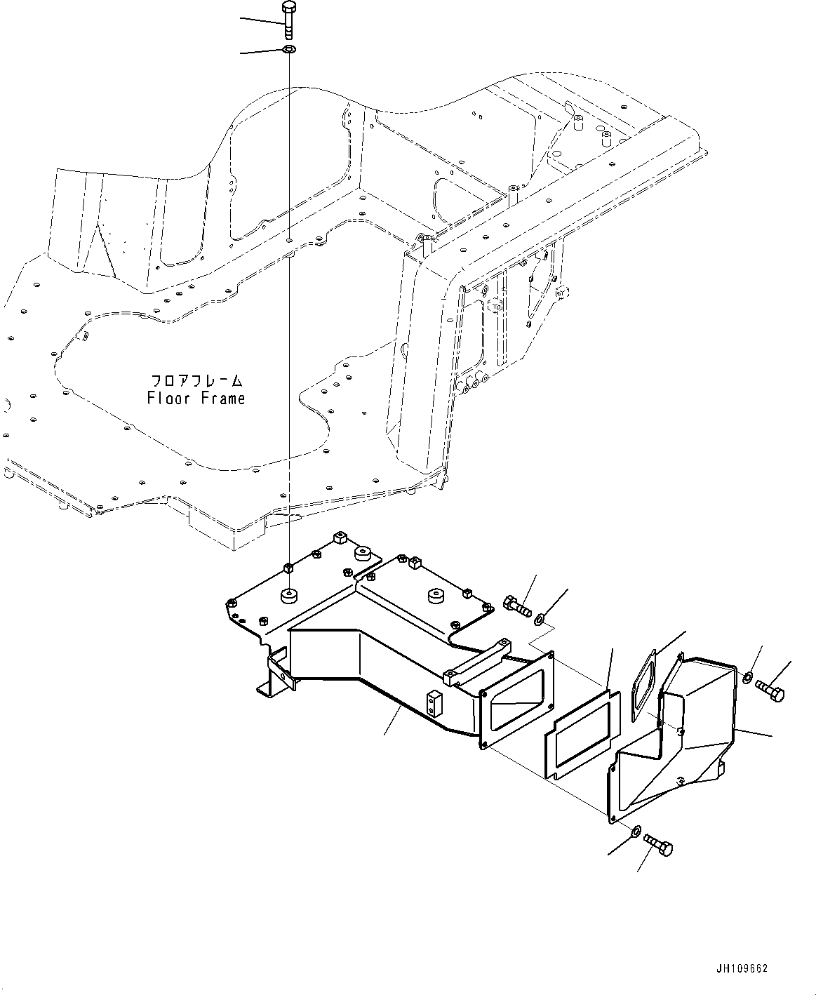 Komatsu parts book diagram for D275A-6 S/N 190001-UP (Mongolia Standard Machine): FLOOR FRAME, HEATER DUCT(#190001-)