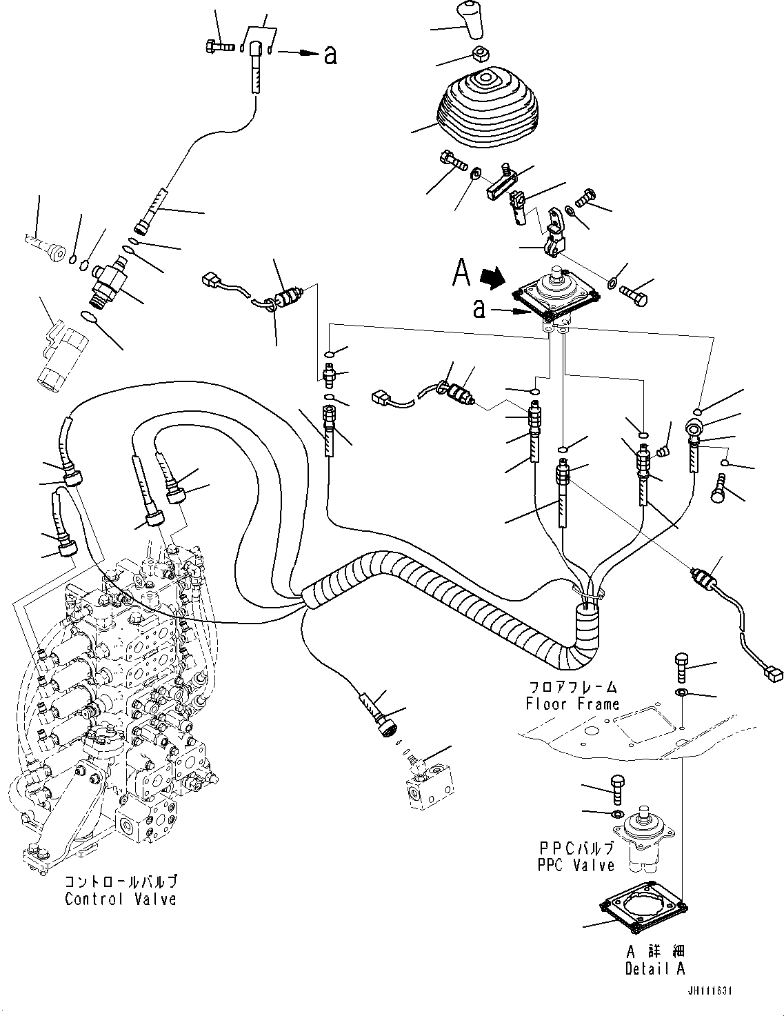 Komatsu parts book diagram for D275A-6 S/N 190001-UP (Mongolia Standard Machine): WORK EQUIPMENT CONTROL, PPC VALVE FOR RIPPER(#190001-)