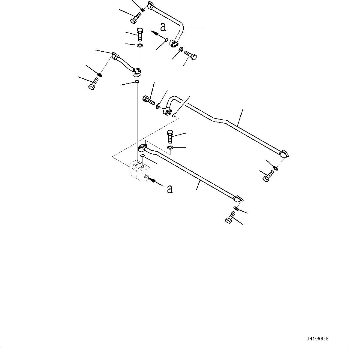 Komatsu parts book diagram for D275A-6 S/N 190001-UP (Mongolia Standard Machine): RADIATOR GUARD, BLADE LIFT PIPING (1/2)(#190001-)