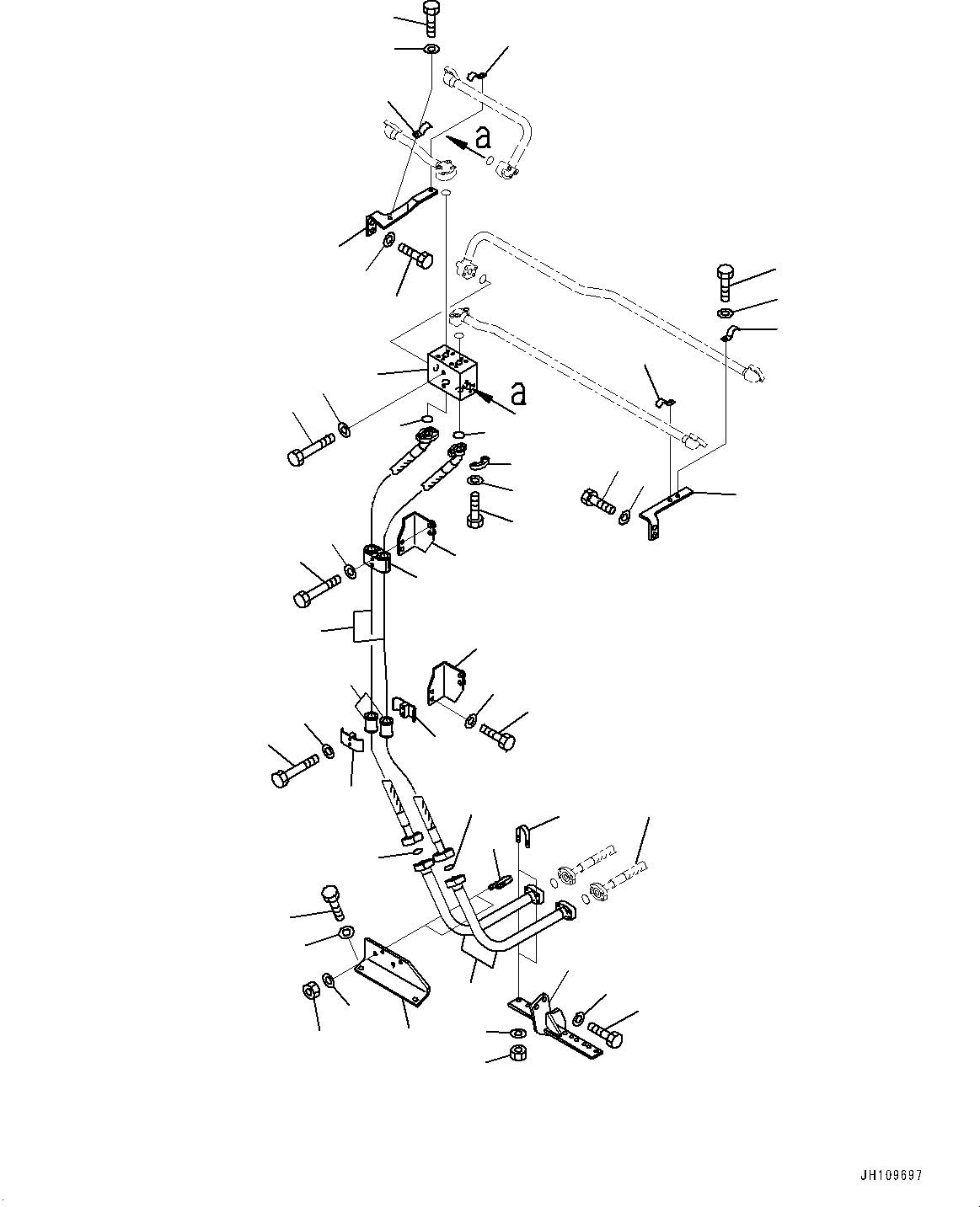 Komatsu parts book diagram for D275A-6 S/N 190001-UP (Mongolia Standard Machine): RADIATOR GUARD, BLADE LIFT PIPING (2/2)(#190001-)
