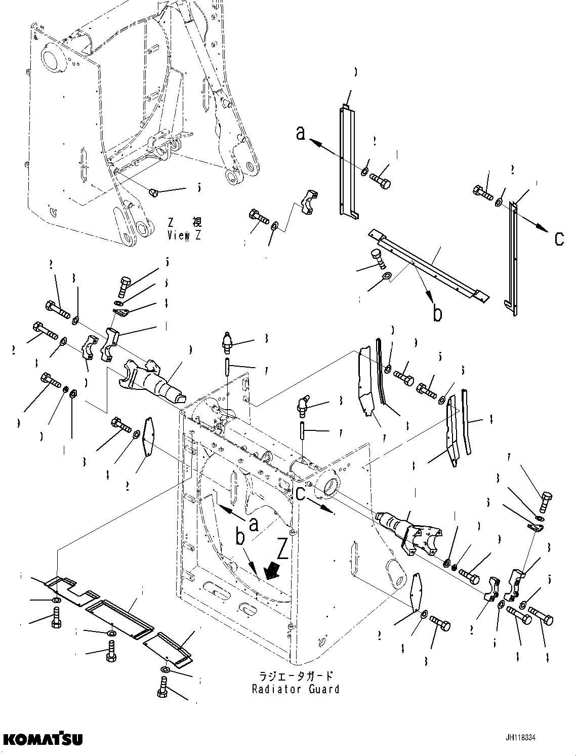 Komatsu parts book diagram for D275A-6 S/N 190001-UP (Mongolia Standard Machine): RADIATOR GUARD, WIND BRAKE(#190001-)