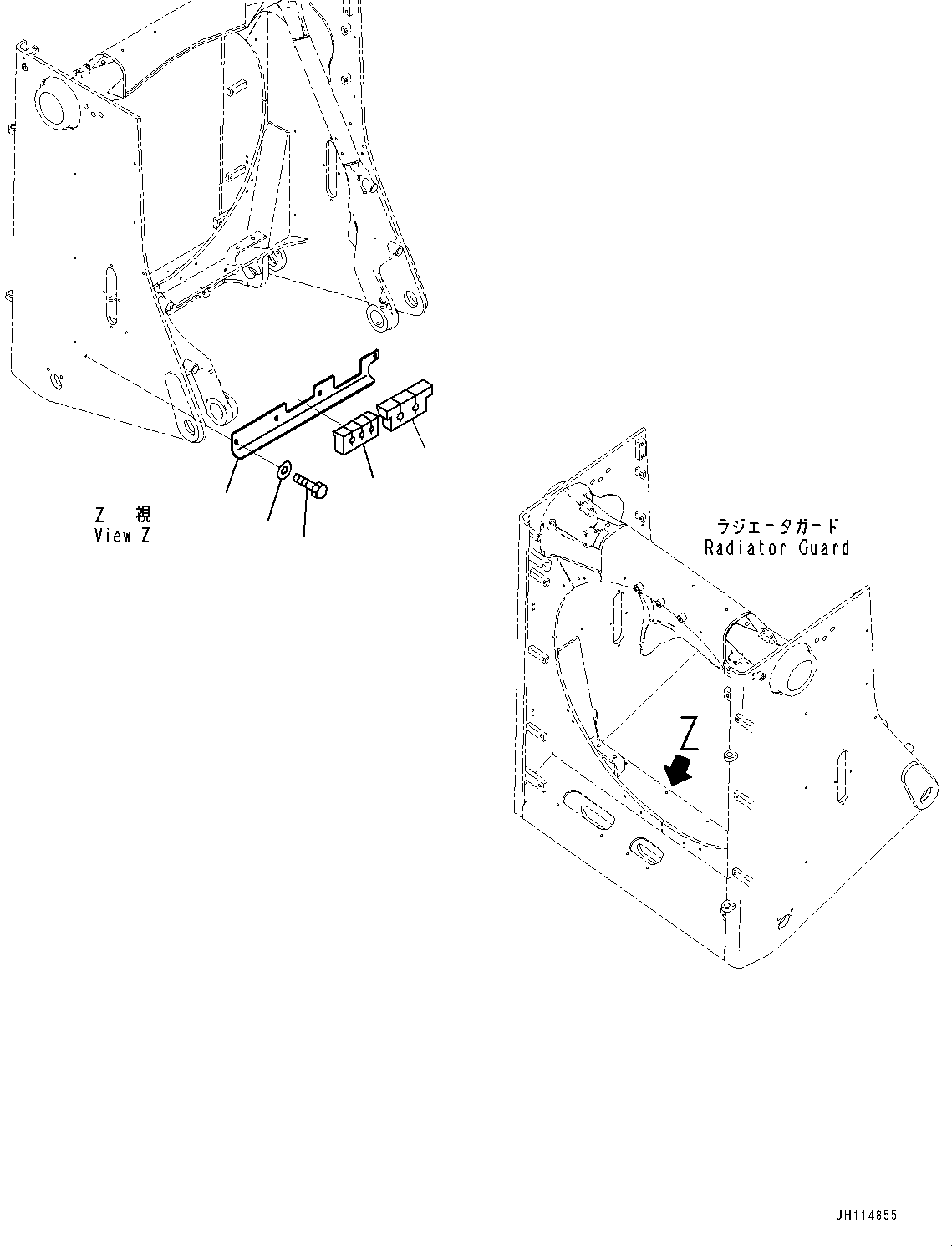 Komatsu parts book diagram for D275A-6 S/N 190001-UP (Mongolia Standard Machine): RADIATOR GUARD, PLATE(#190001-)