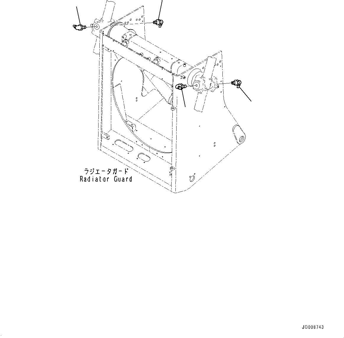 Komatsu parts book diagram for D275A-6 S/N 190001-UP (Mongolia Standard Machine): RADIATOR GUARD RELATED PARTS, FITTING(#180001-)
