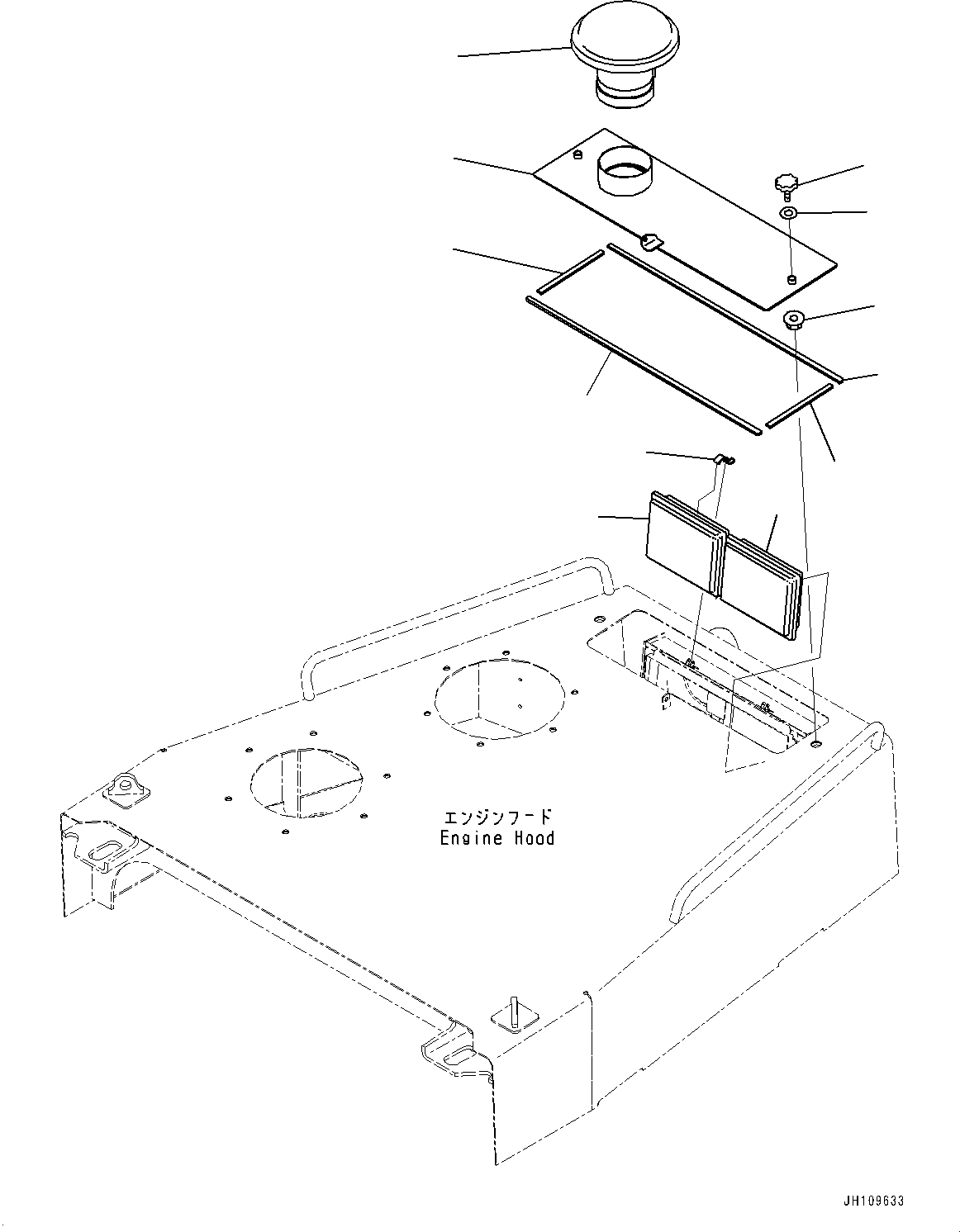 Komatsu parts book diagram for D275A-6 S/N 190001-UP (Mongolia Standard Machine): ENGINE HOOD AND SIDE COVER GROUP, AIR CONDITIONER FRESH AIR FILTER(#190001-)