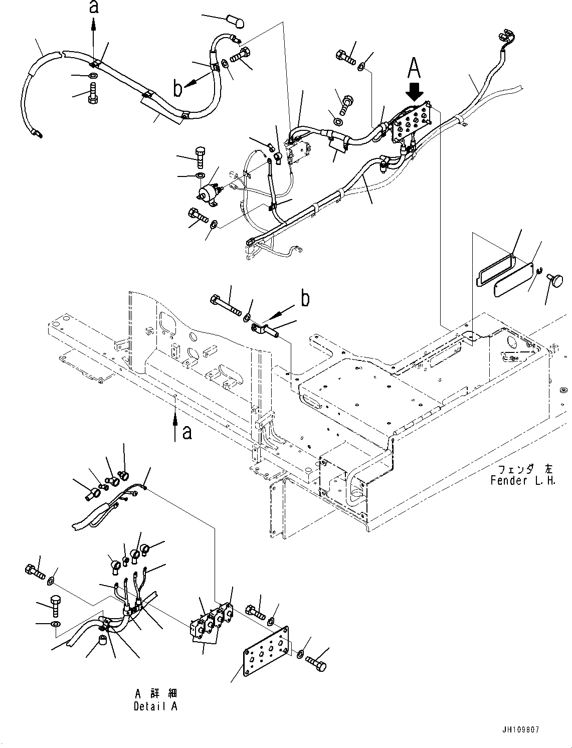 Komatsu parts book diagram for D275A-6 S/N 190001-UP (Mongolia Standard Machine): FENDER, WIRING HARNESS, L.H. (2/2)(#180001-)