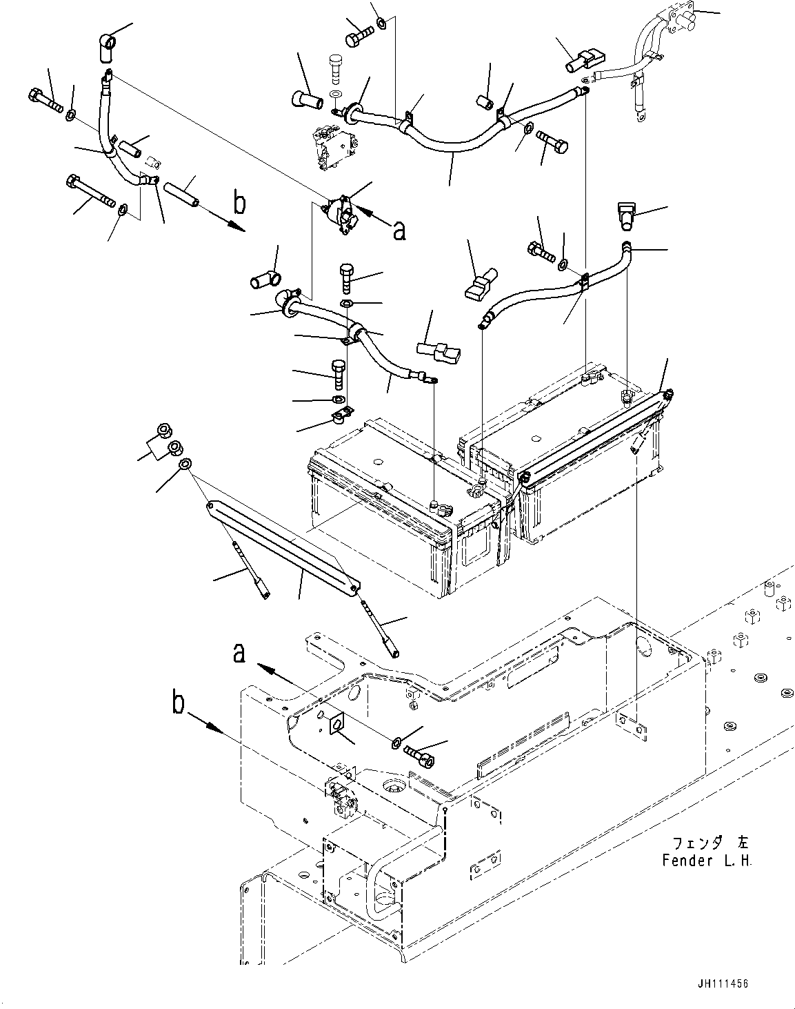 Komatsu parts book diagram for D275A-6 S/N 190001-UP (Mongolia Standard Machine): FENDER, BATTERY CABLE(#180001-)