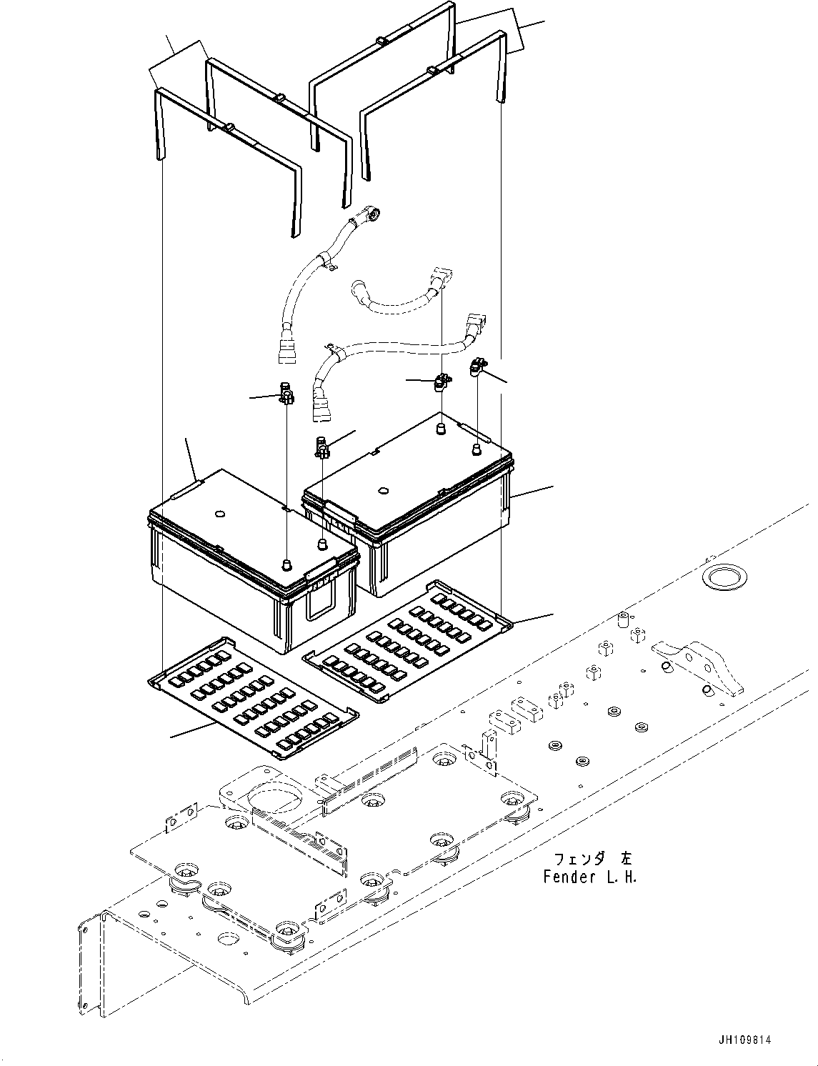 Komatsu parts book diagram for D275A-6 S/N 190001-UP (Mongolia Standard Machine): FENDER, BATTERY(#180001-)